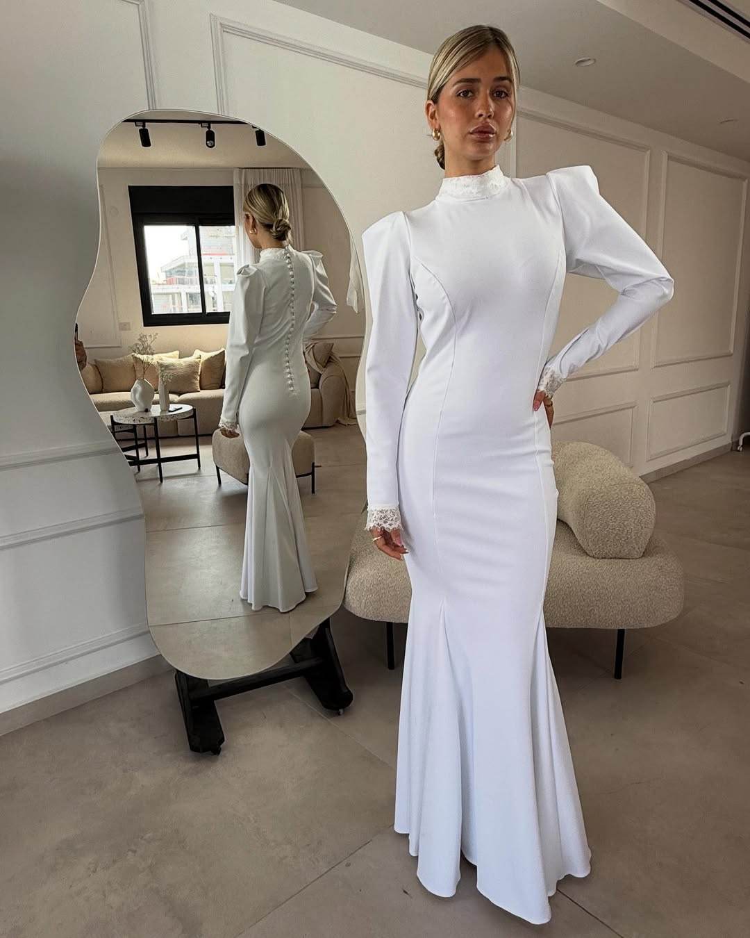 שמלת מקסי צנועה בגזרת בת הים - SLUXE