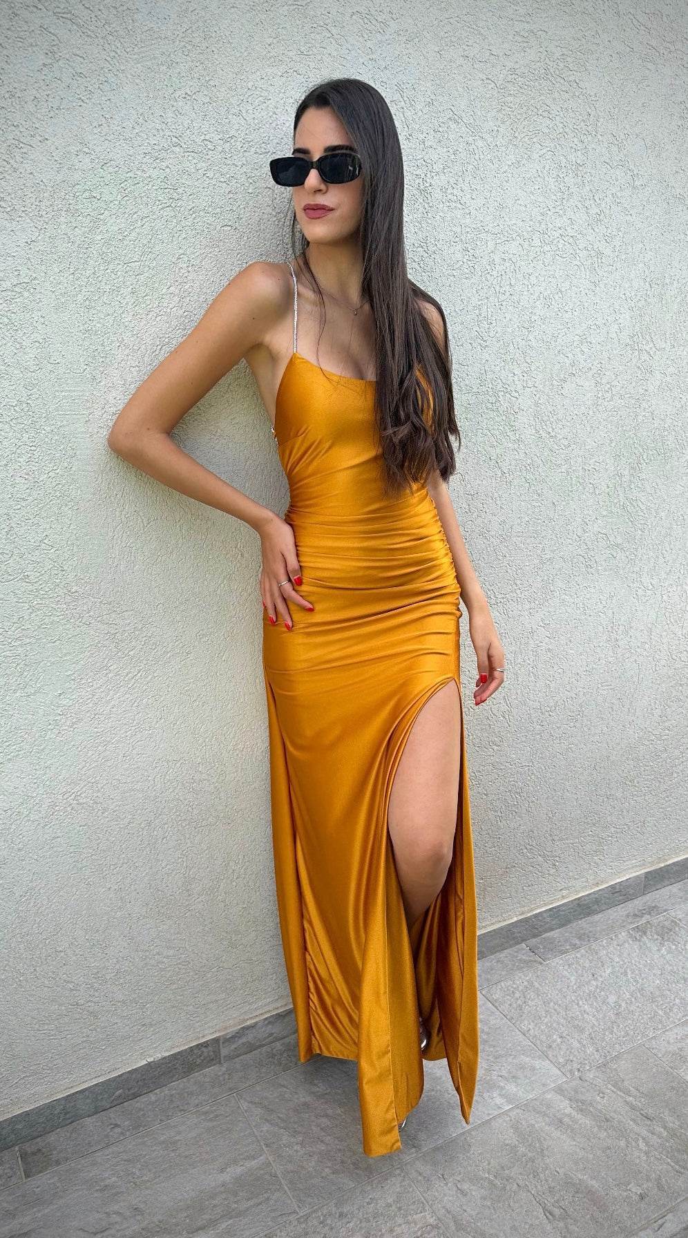 שמלת מקסי ושרוכים כסופים -