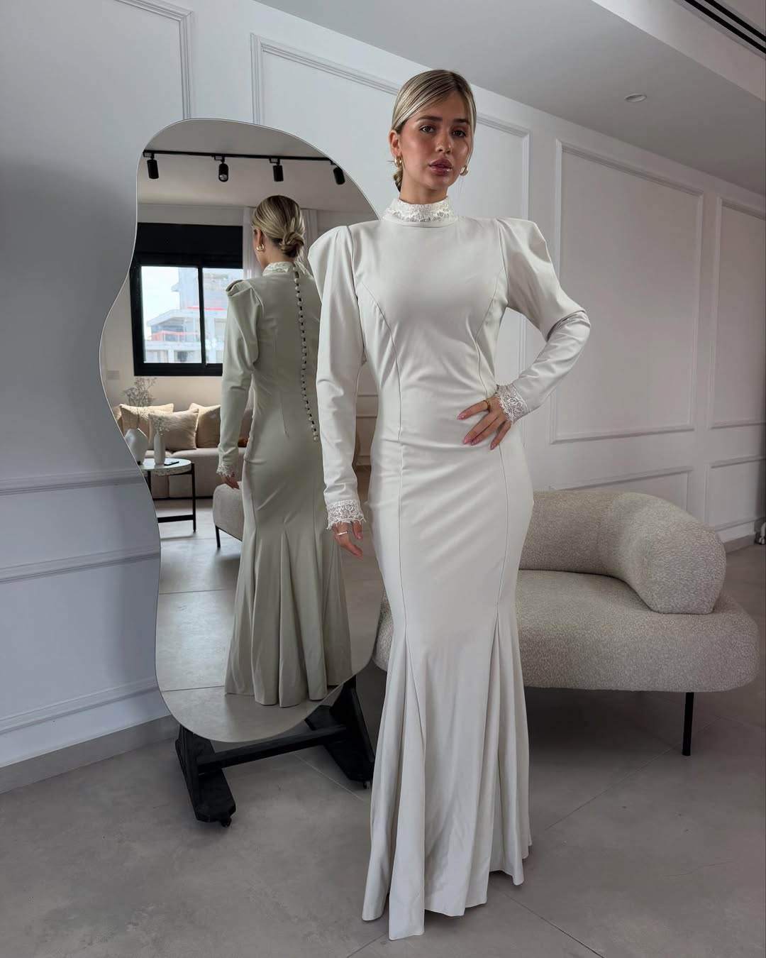 שמלת מקסי צנועה בגזרת בת הים