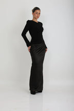 שמלת מקסי צנועה שחורה לדתיות