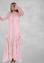 שמלת שיפון מקסי תחרה צנועה