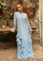 שמלת שיפון מקסי תחרה צנועה