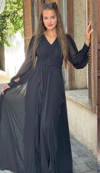 שמלת שיפון עם חגורת מותן