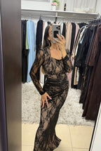 שמלת תחרה צמודה ישרה