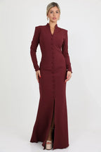 שמלת מקסי צנועה מחוייטת בגיזרת בת הים - SLUXE