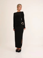 שמלה מחשוף סירה ואבזם - SLUXE