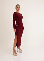 שמלה מחשוף סירה ואבזם - SLUXE