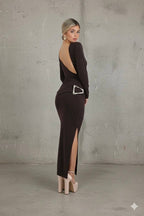 שמלת מקסי גב פתוח 