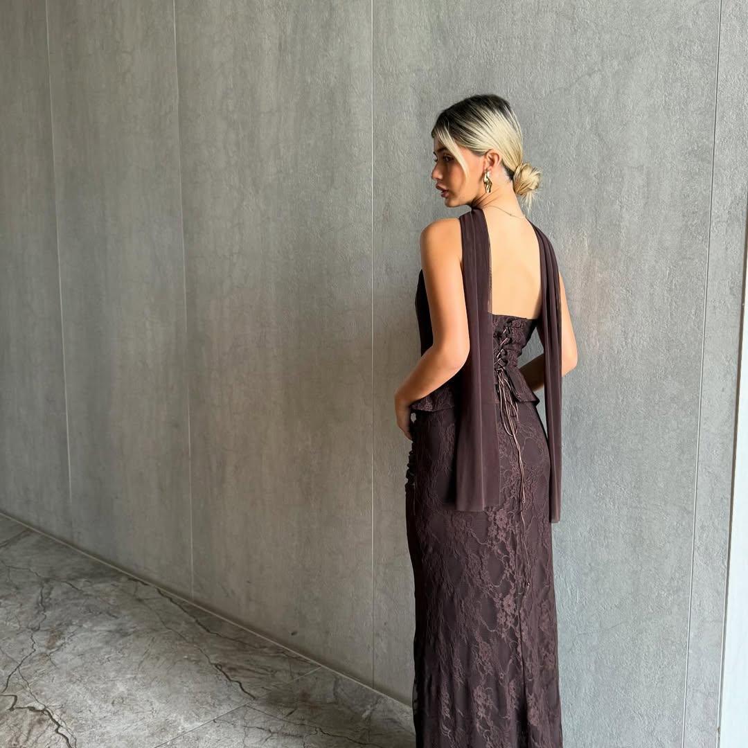 שמלת ערב מחוך תחרה וחצאית - SLUXE