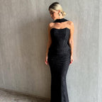 שמלת מחוך תחרה וחצאית - שחורה