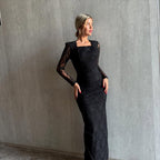 שמלת תחרה צמודה ישרה