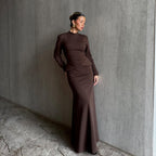 שמלת מקסי צנועה מחטבת