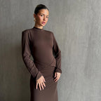 שמלת מקסי צנועה מחטבת