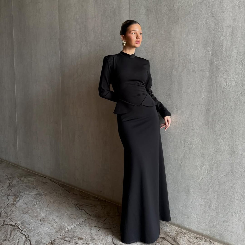 שמלת מקסי צנועה מחטבת