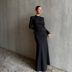 שמלת מקסי צנועה מחטבת