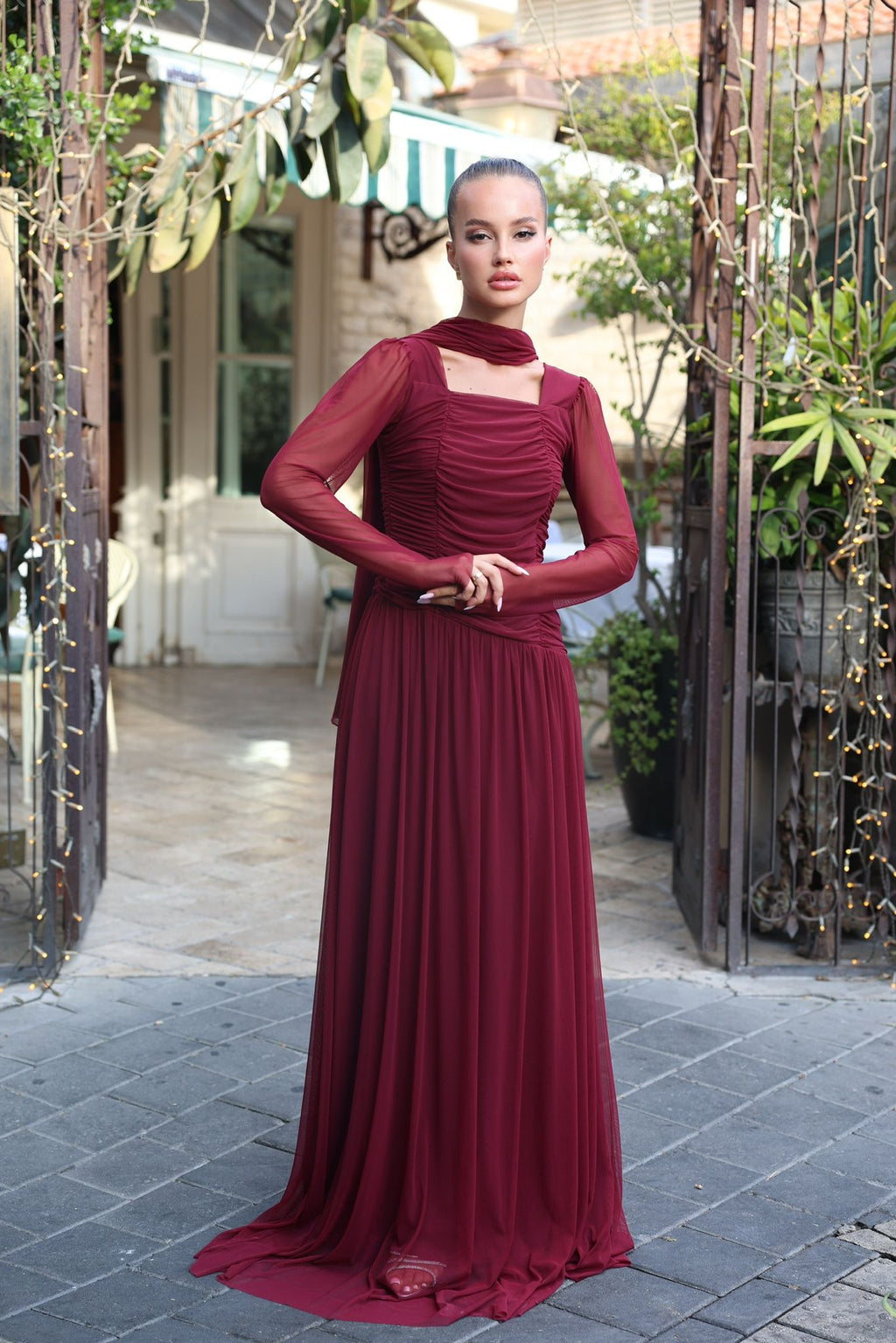 שמלת מקסי בורדו 