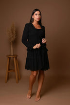 שמלת שיפון מידי - SLUXE שחורה