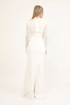 שמלת מקסי מבד אלגנטי עם טאץ' לייקרה לנוחות מירבית