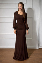 שמלת מחוך צנועה חום