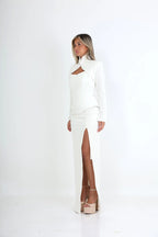 שמלת מחוך מחטבת 3 חלקים - לבן 