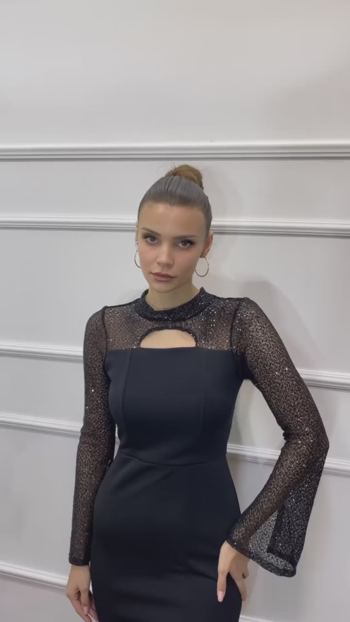 שמלת מקסי צנועה פייטים