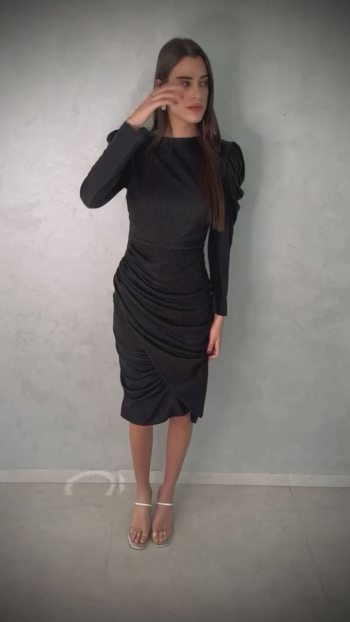 שמלת מידי צנועה אלגנט שחורה