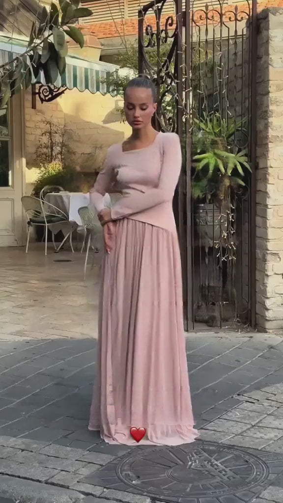 שמלת רוזה חצאית עם שרוולים ארוכים